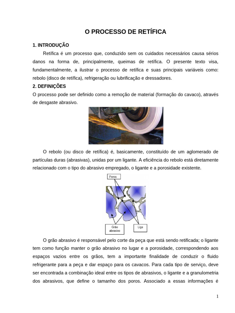 1 - O Processo de Retífica | PDF | Moagem (corte abrasivo) | Ciências ...
