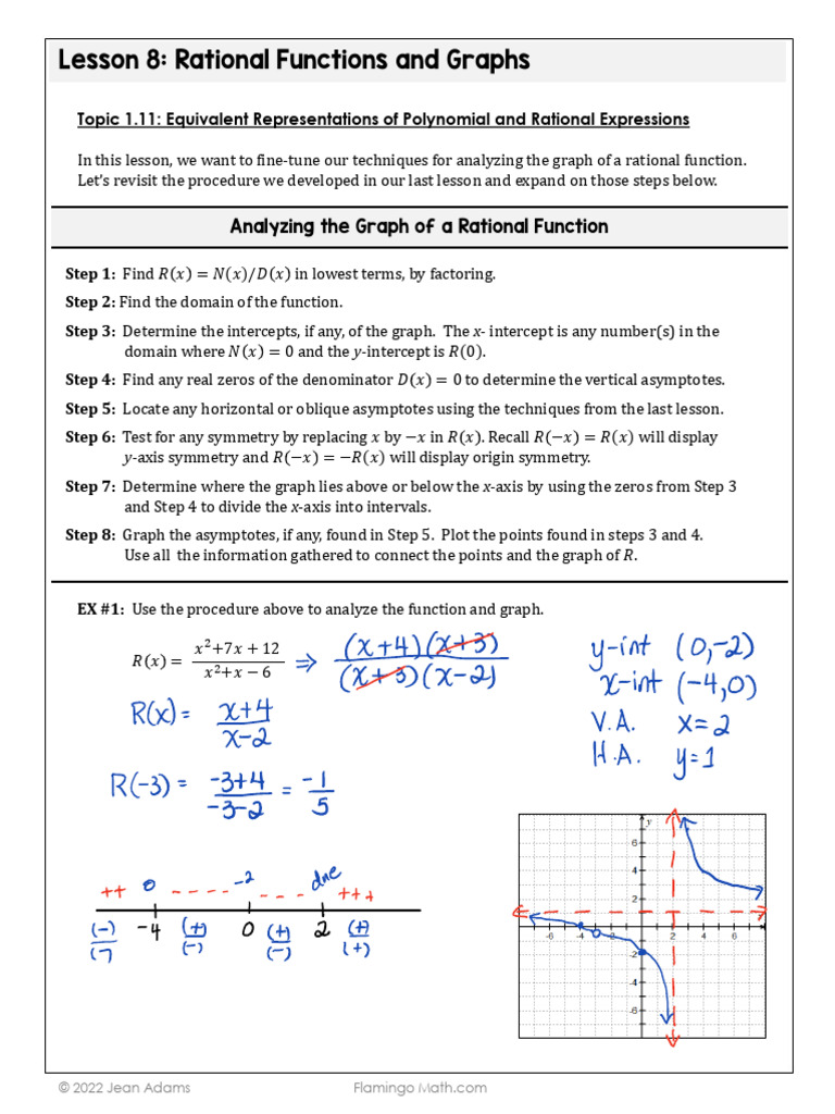 1.8 Rational Functions and Graphs_Key_2 | PDF