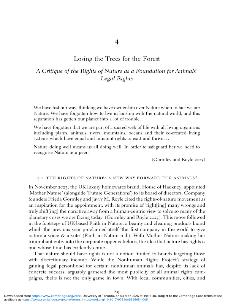 Losing The Trees For The Forest | PDF | Nature | Rights