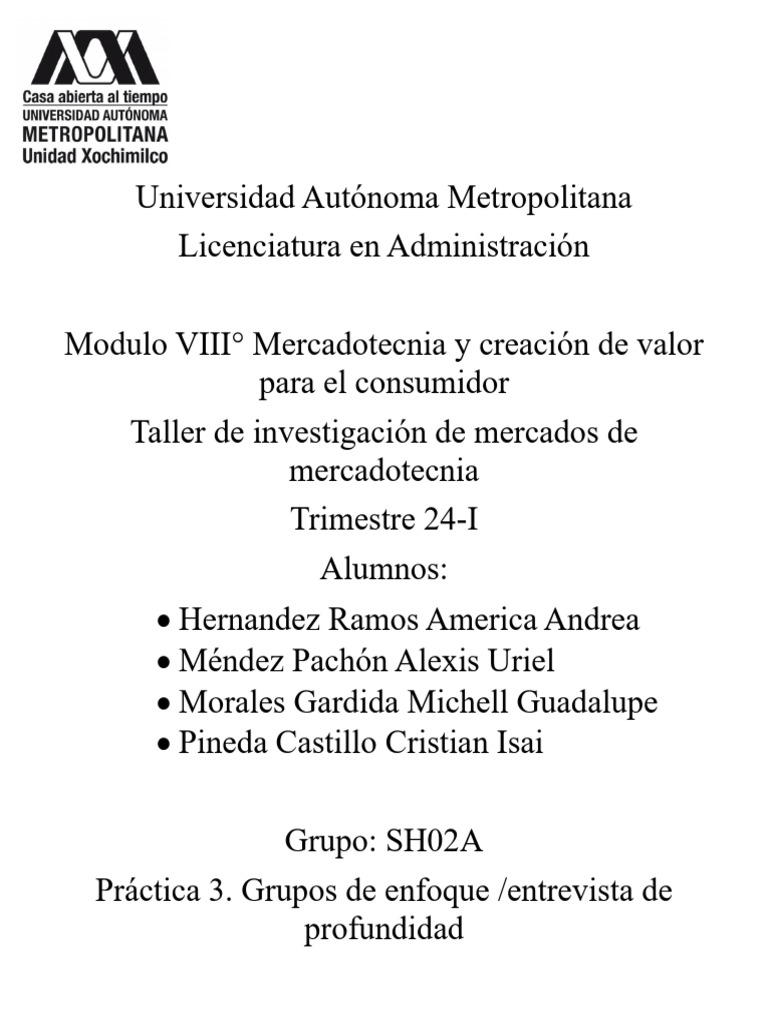 Práctica 3. Grupos de enfoque-entrevista de profundidad | PDF ...
