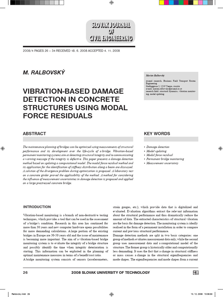 Vibration Based Damage | PDF | Matrix (Mathematics) | Mathematical ...