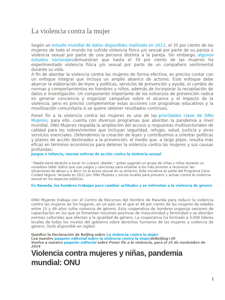 La Violencia Contra La Mujer | PDF | La violencia contra las mujeres ...