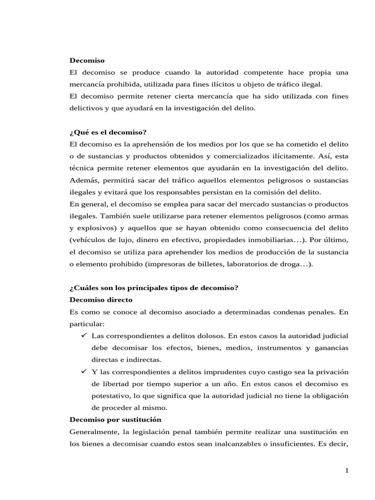Decomiso | PDF | Confiscación | Mandato