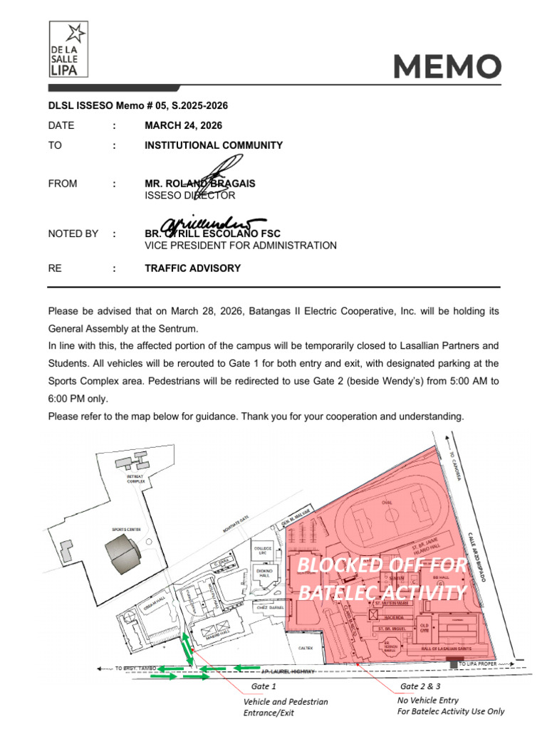 Memo Traffic Advisory | PDF