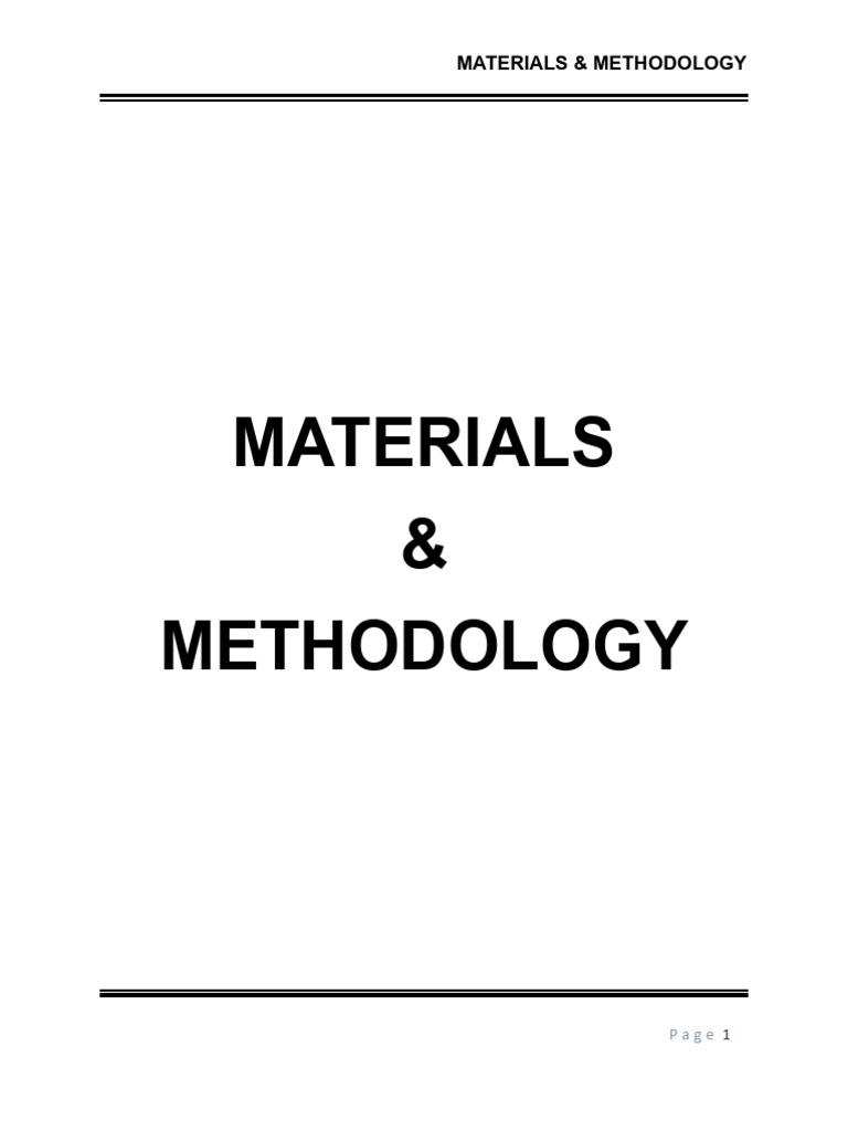 7 Materials & Methodology | PDF | Materials | Applied And ...