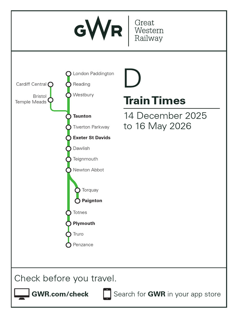 D Train Times 14 December 2025 to 16 May 2026 v2 | PDF | Rail Transport ...