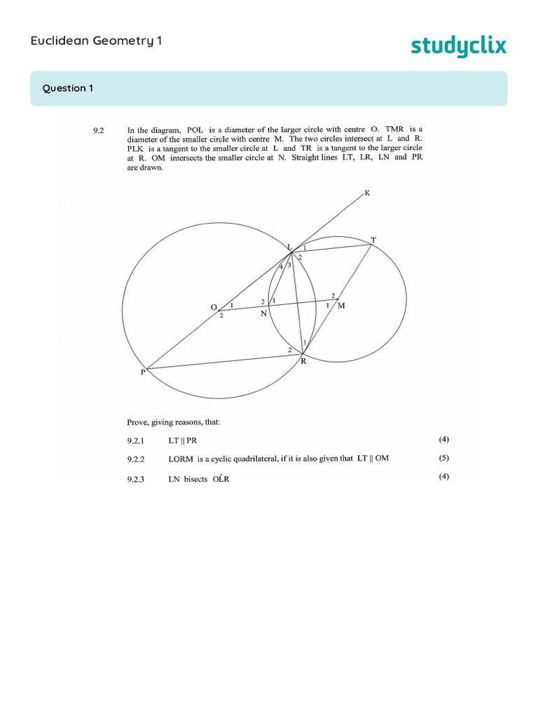 Euclidean Geometry 1 Questions | PDF