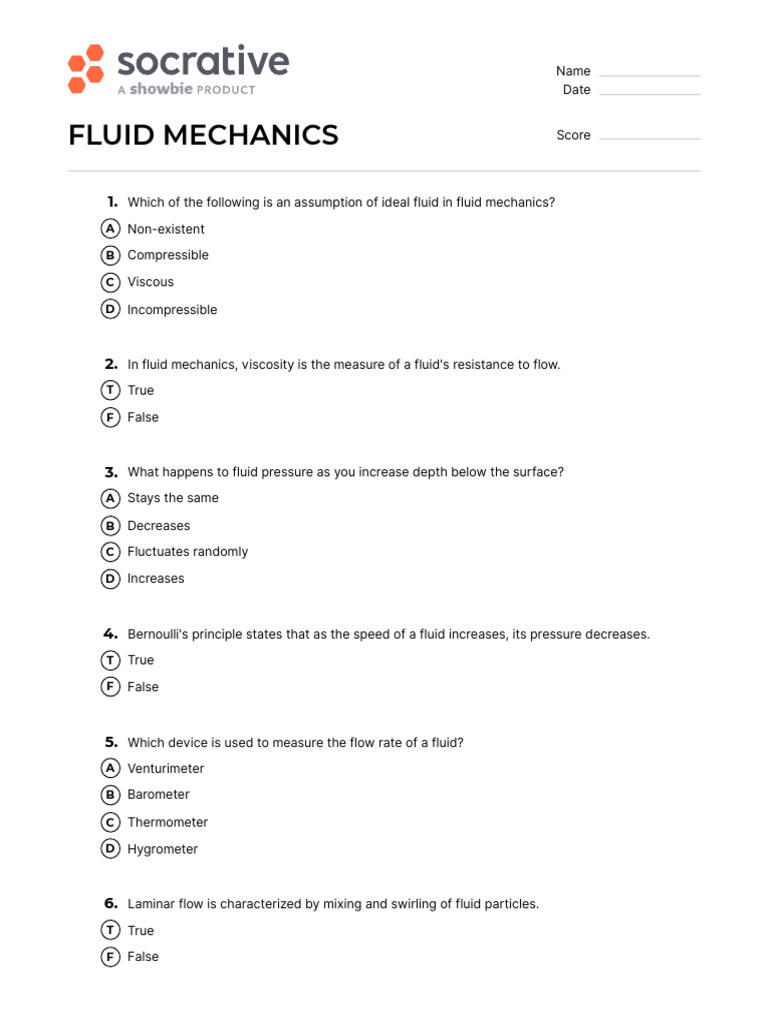 Quiz Fluid Mechanics | PDF
