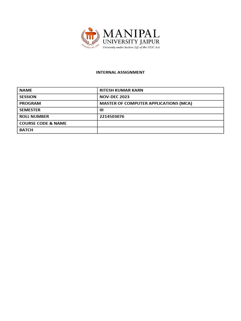Ritesh Internal Assignment of Analysis and Design of Algorithm | PDF ...