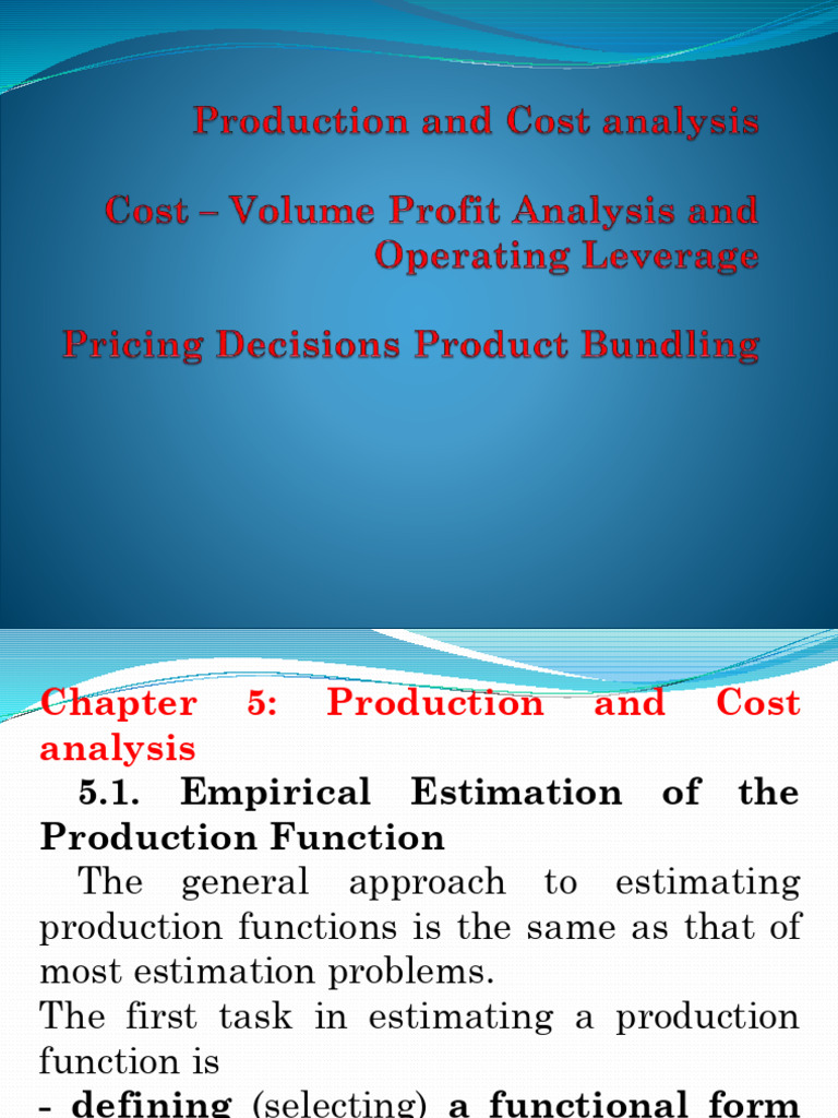 5 Ch 5 - Production and Cost | PDF | Pricing | Production Function