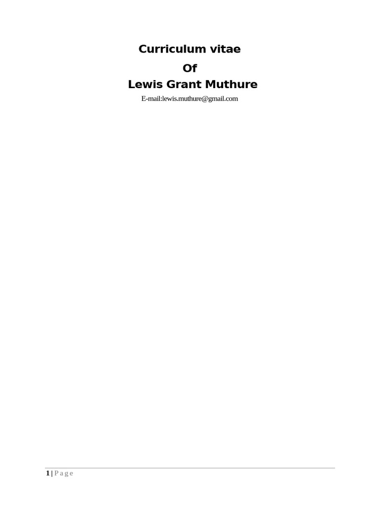 cv of Lewis Grant Muthure 5 (1) | PDF | Sociology | Sales