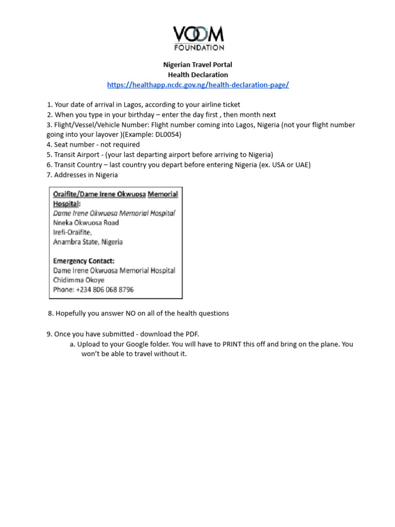 Oct 2025 Health Declaration Cheat Sheet | PDF