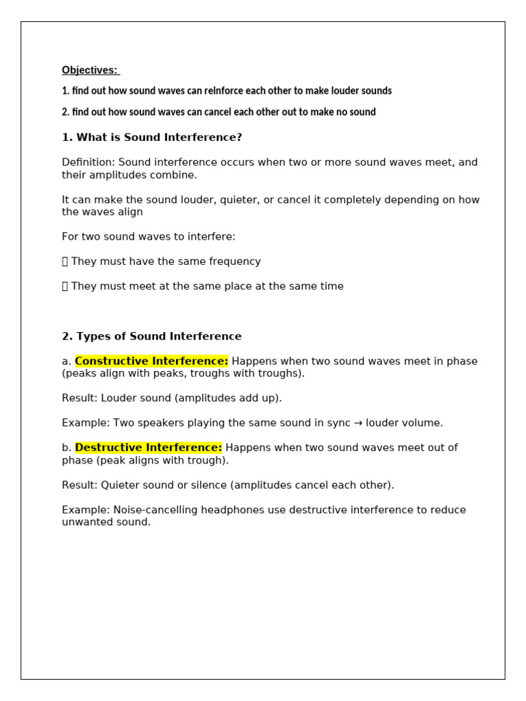 20. Sound Interferance | PDF