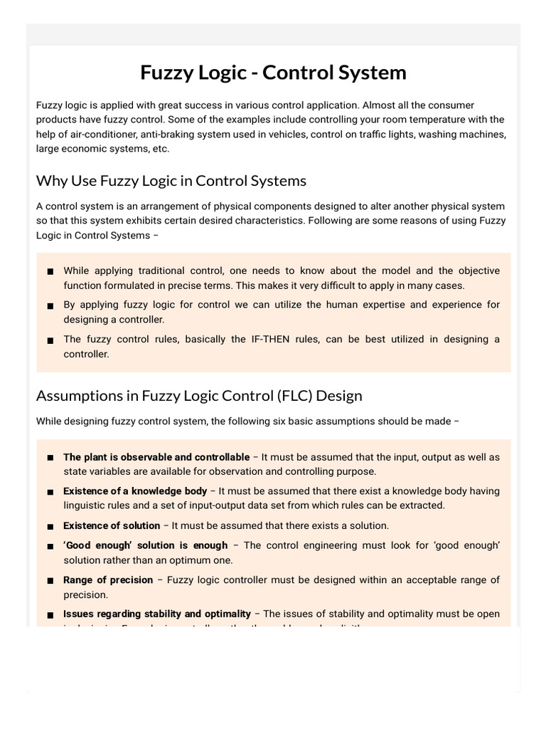 Fuzzy Logic - Control System | PDF | Fuzzy Logic | Applied Mathematics