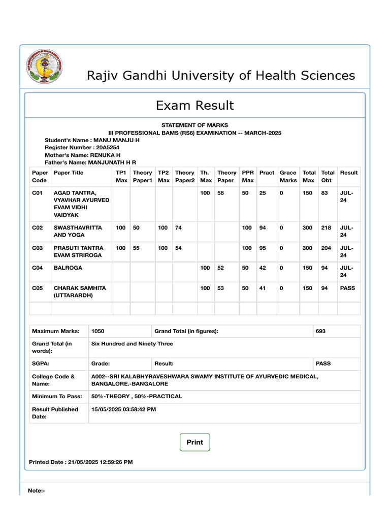 Result 3 Rd Year | PDF