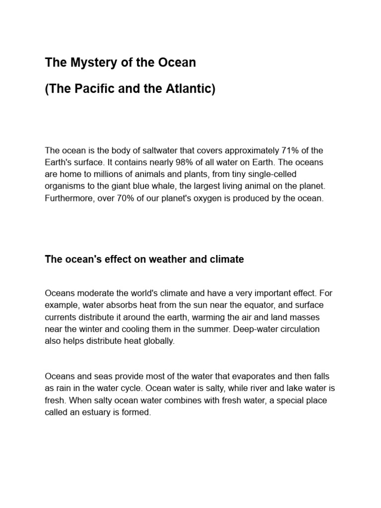 The Mystery of the Ocean | PDF | Oceans | Earth
