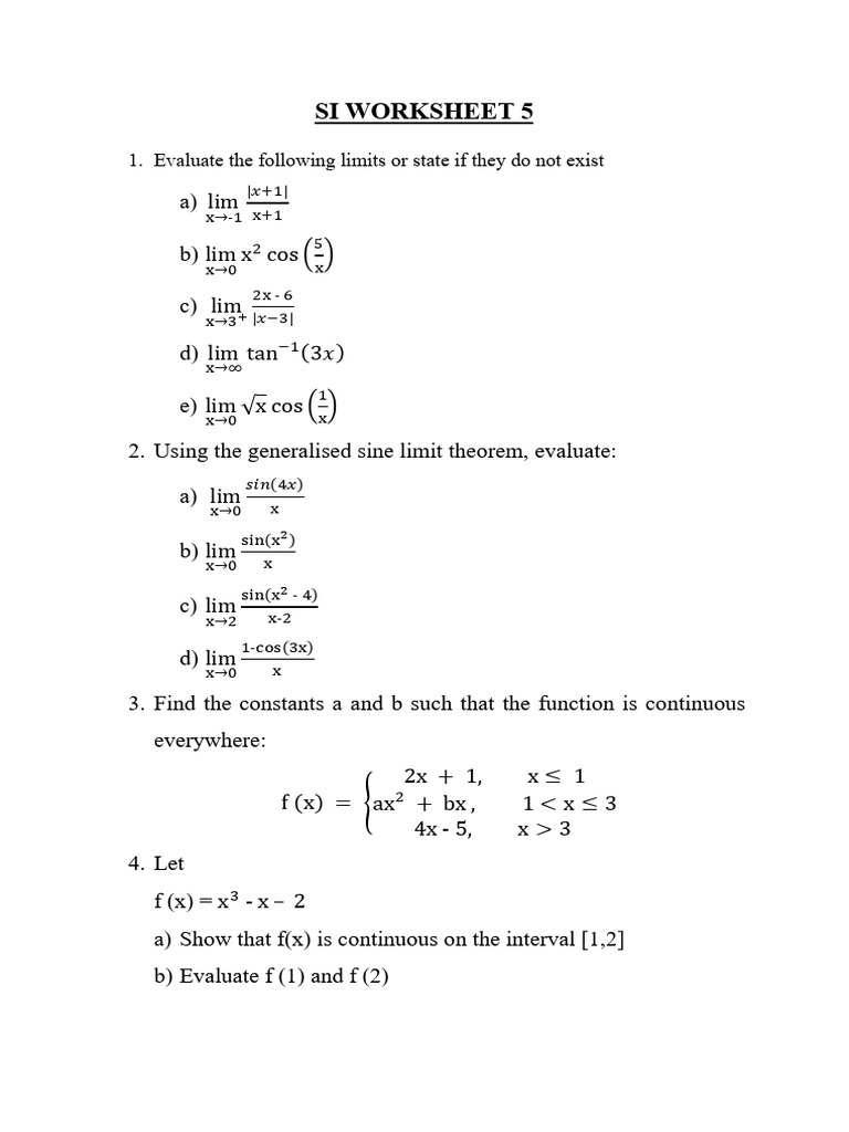Si Worksheet 5 | PDF