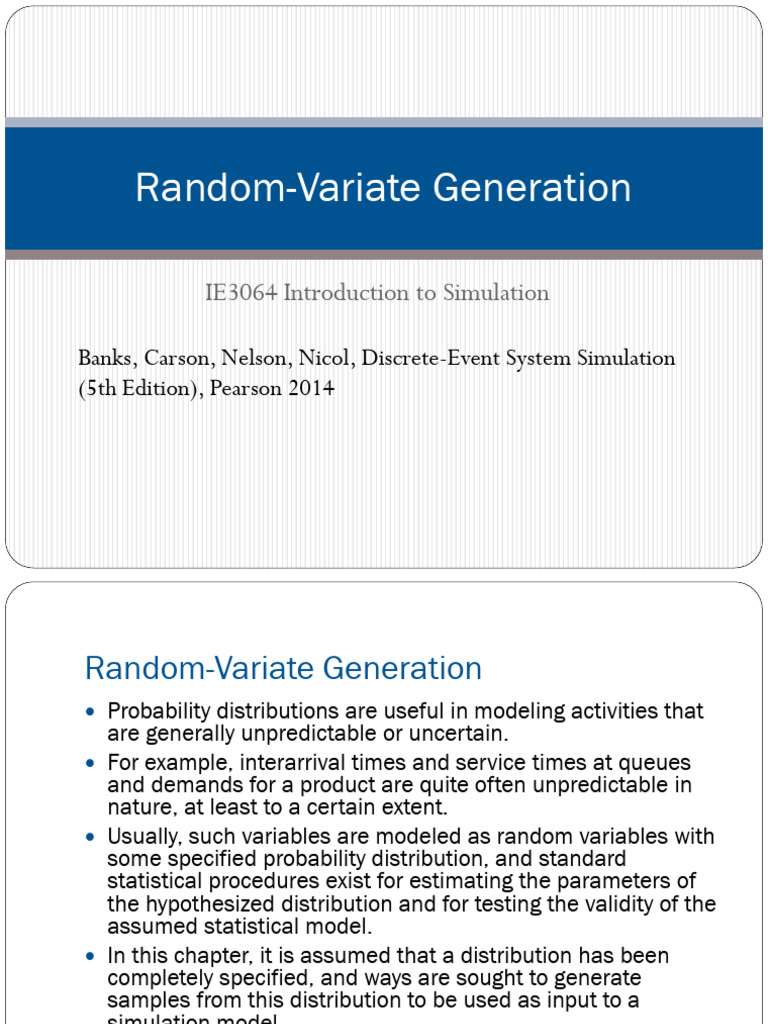 6_Random-VariateGeneration | PDF | Probability Distribution ...