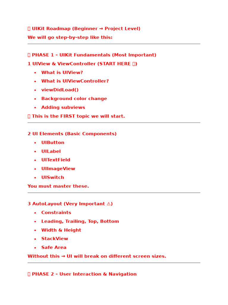 ? UIKit Roadmap | PDF | Swift (Programming Language) | Ios