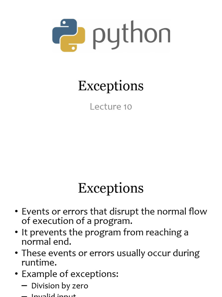 Python L-11 ExceptionHandling | PDF | Computer Science | Software ...