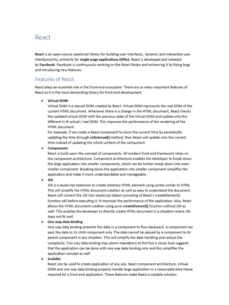 1_fundamnetals of reactJS | PDF | Document Object Model | Software ...