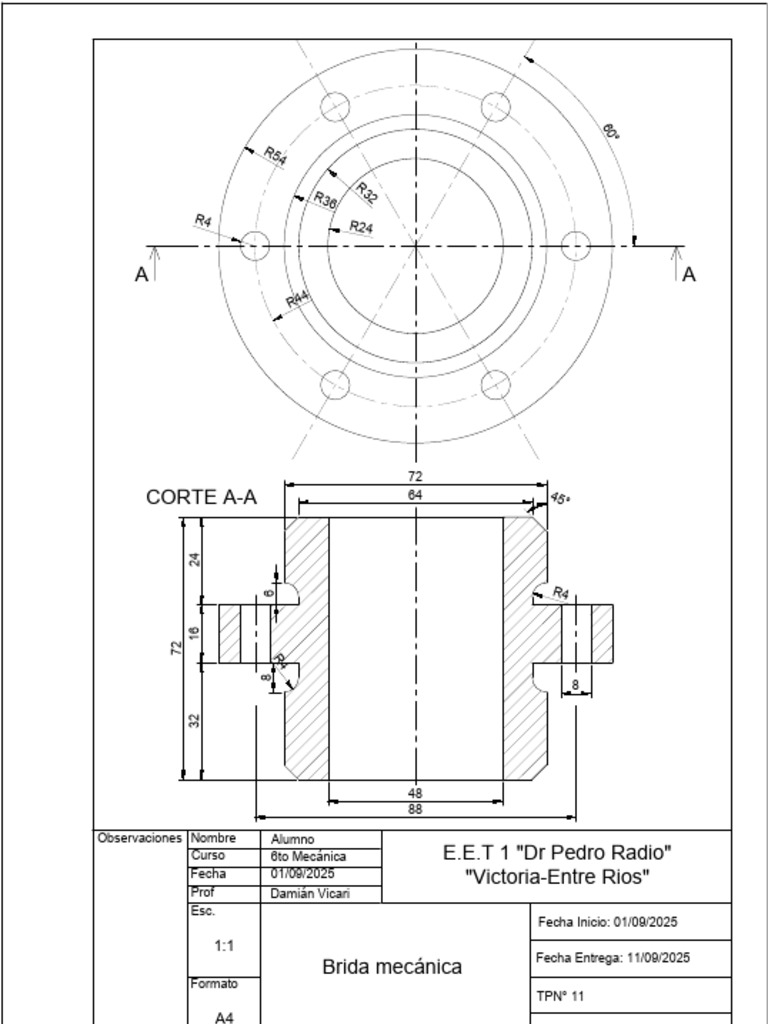 Dibujo de Maquinas 6to Mec Tp n11 01.09..2025 | PDF