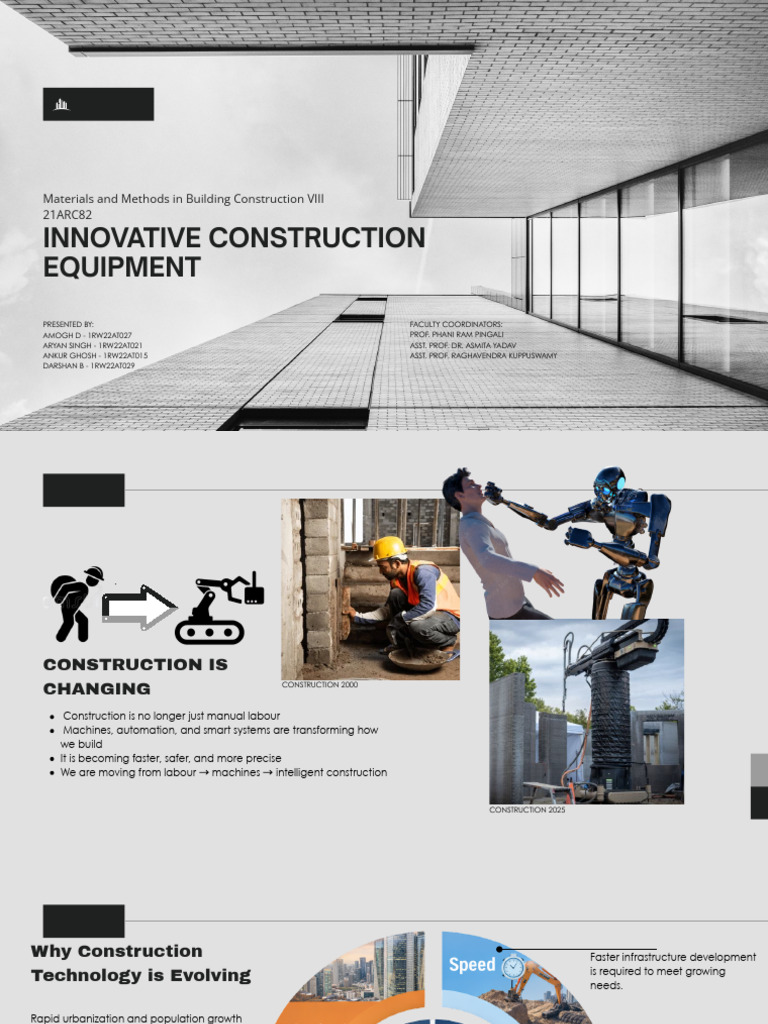 Group8- Innovative Construction Equipments | PDF | Solar Power | Automation