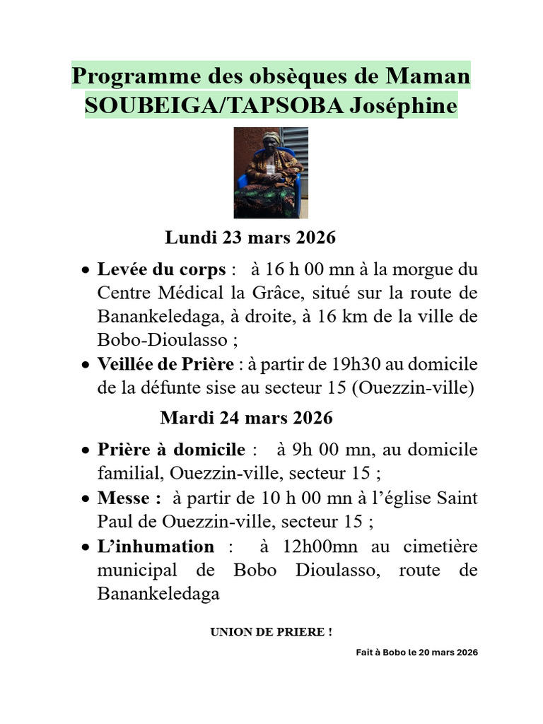 Programme Obseques Vph2 | PDF