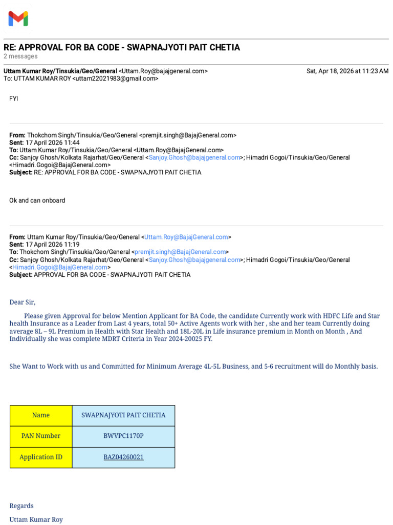 Approval for BA Code | PDF | Computing