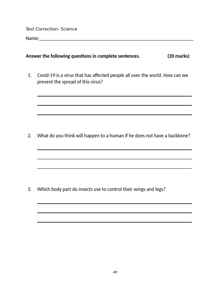 Test Correction- Science | PDF | Zoology