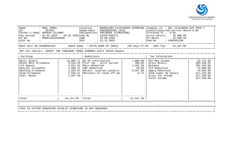 Salary Slip February2026 | PDF | Taxes | Government Finances