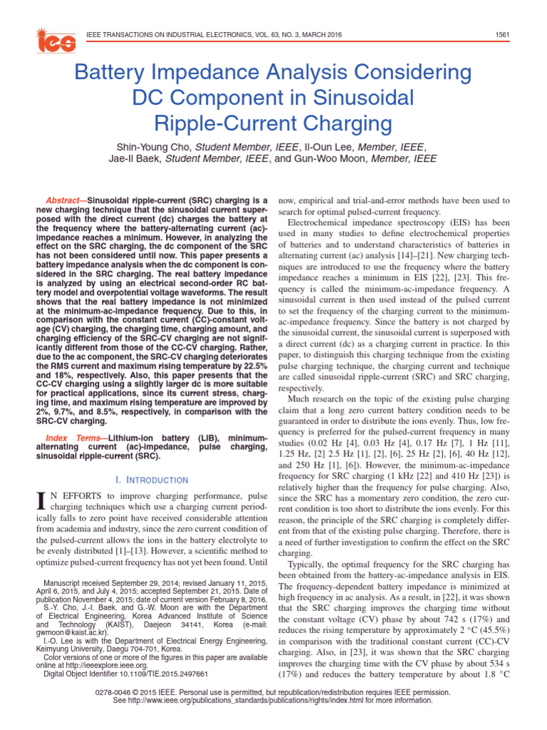 Battery Impedance Analysis Considering DC Component in Sinusoidal ...