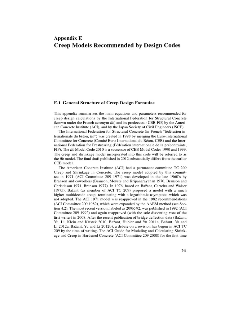 Creep Models Recommended by Design Codes | PDF | Concrete