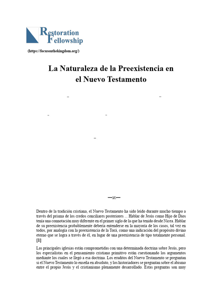 Preexistence-Spanish | PDF | Jesús | Biblia