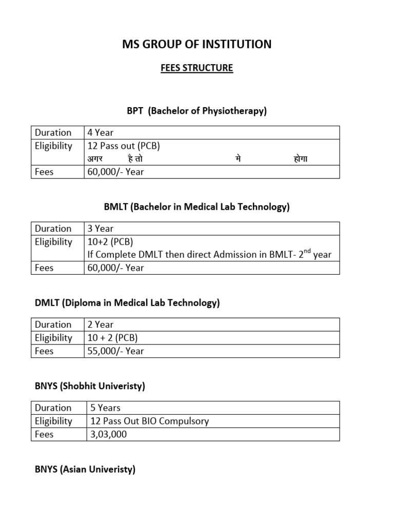 Fees Structure 2 | PDF