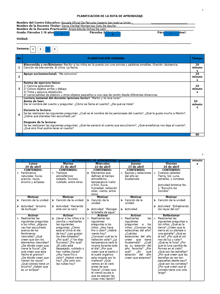 Ruta de Aprendizaje numero 3 unidad 3 (1) | PDF | Cielo | Dom