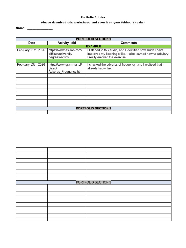 Portfolio Entries | PDF