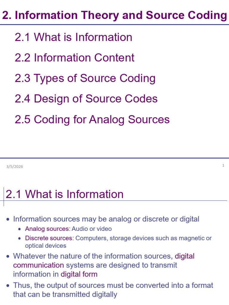 DCS - Chapter 2 IT and Source coding | PDF | Code | Sampling (Signal ...