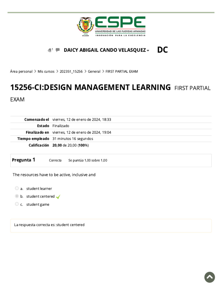 First Partial Exam_ Revisión Del Intento (1) | PDF | Learning ...