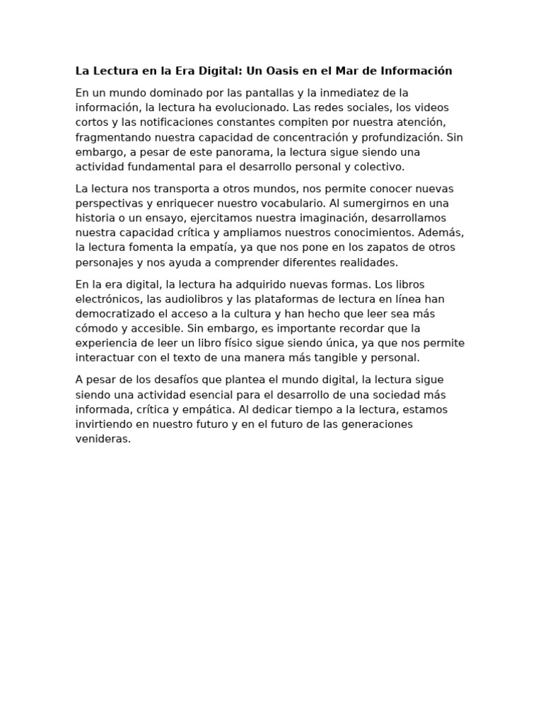 La Lectura en La Era Digital | PDF