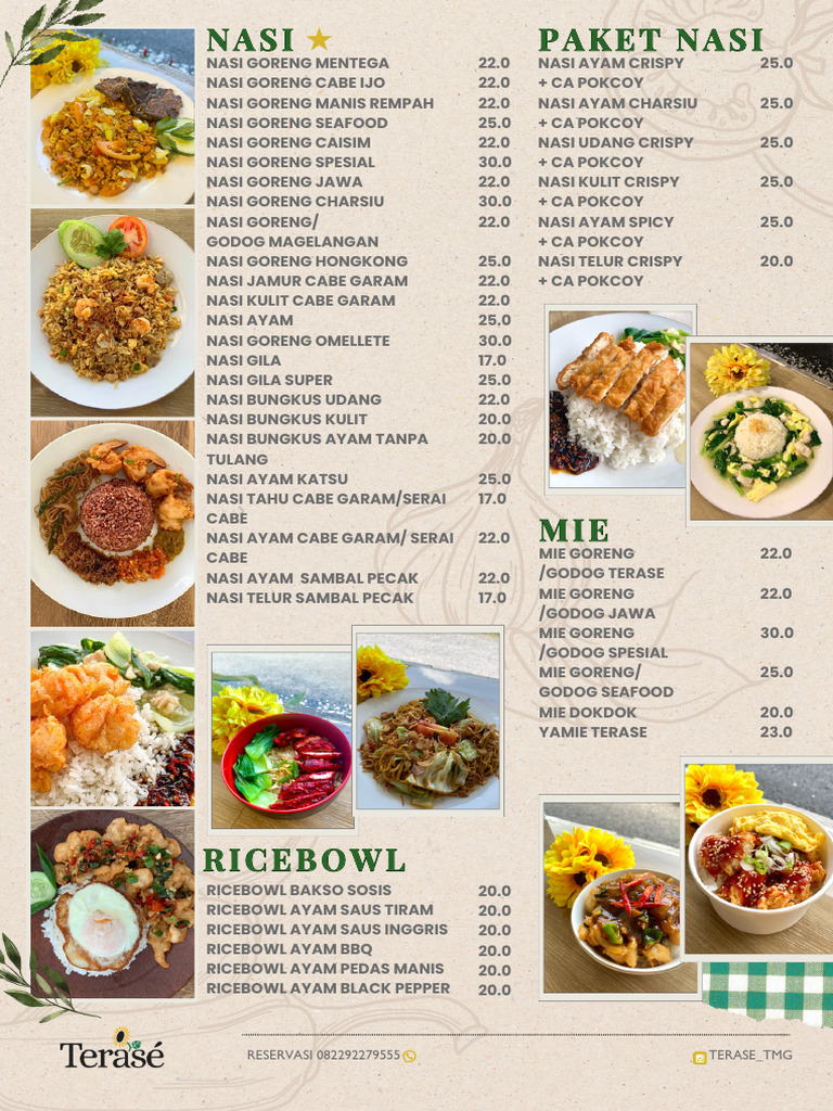 TERASE Food Menu Draft | PDF | Pancake | North American Cuisine