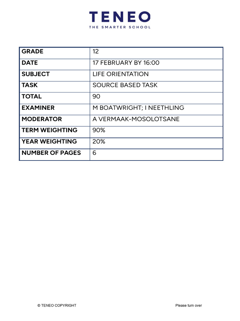 Gr12e Life Sba01 Task001 Source Based Task 090 Learners | PDF | Stress ...