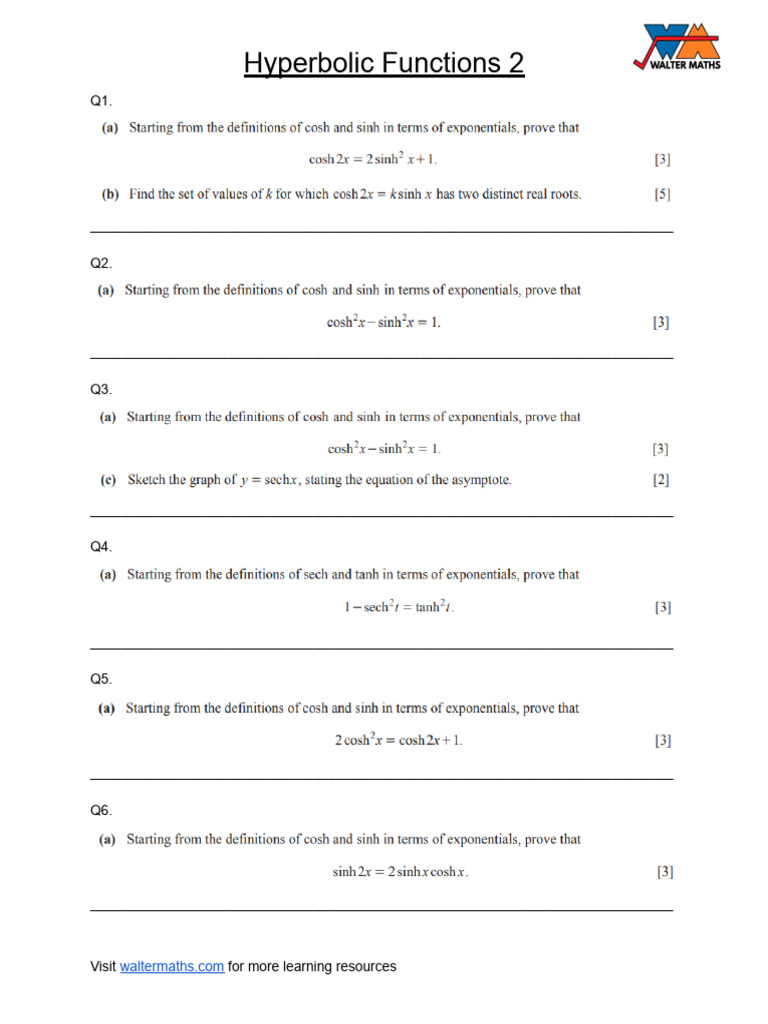 Hyperbolic Functions 2 | PDF