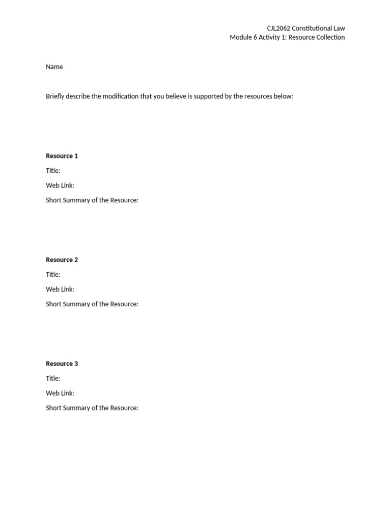 Module 6 Activity 2 Resource Collection Form | PDF