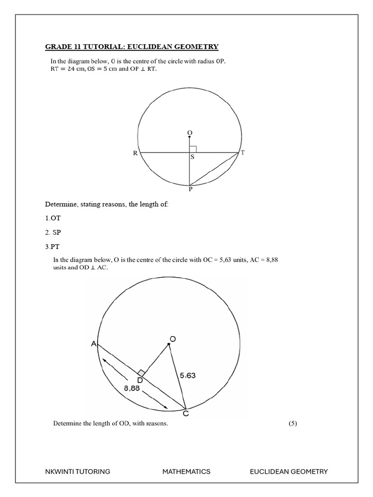 Grade 11 Tutorial Geometry | PDF