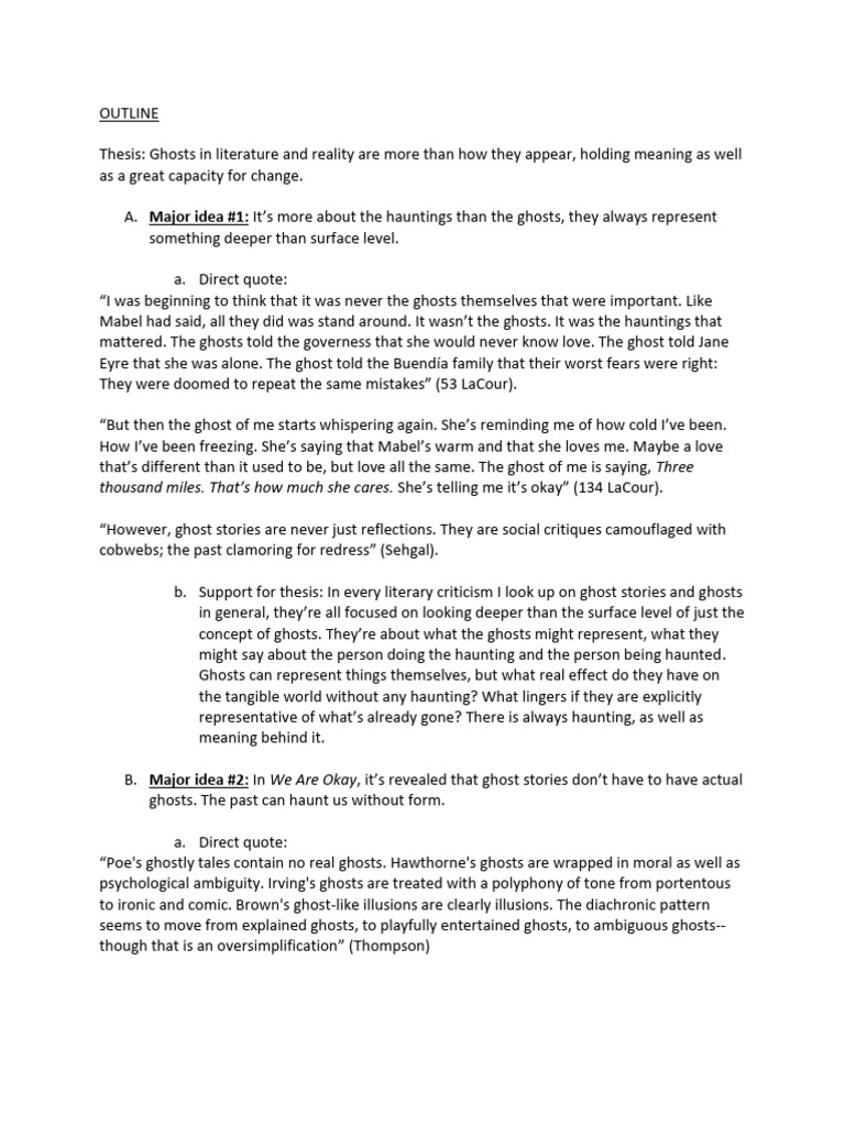 Student+Sample+Outline+Prospectus (2) | PDF | Ghosts | Ghost Stories
