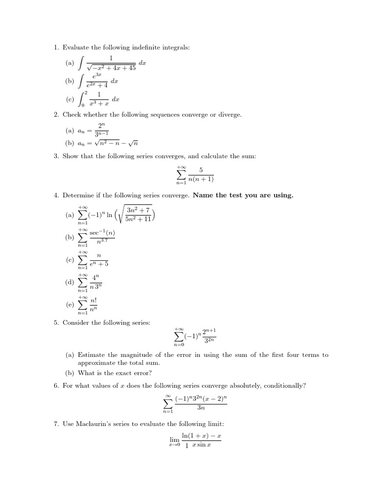 Practice Sheet Final Exam | PDF | Calculus | Mathematics