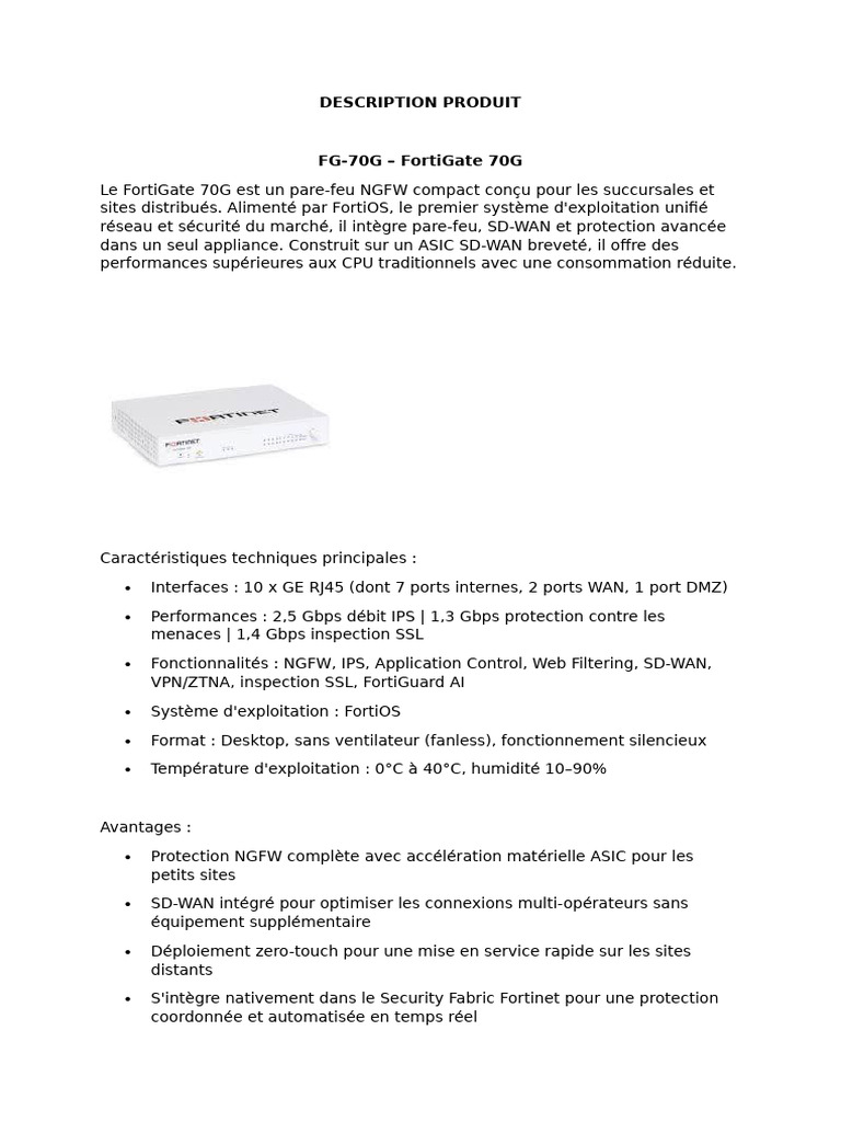 Description Produit | PDF | Pare-feu (informatique) | Adresse IP
