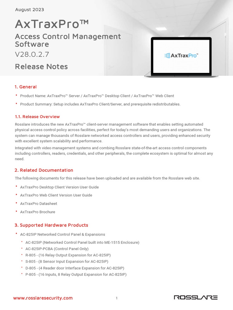 AxTraxPro V28.0.2.7 Release Notes V2023!08!22 | PDF | Access Control ...