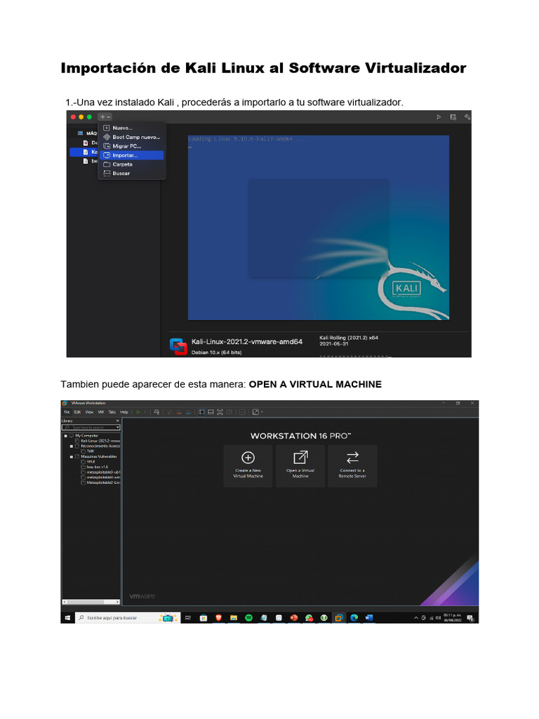 Guia de Importacion de Kali Linux - Copia | PDF